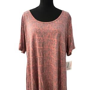 NWT Lularoe PERFECT T Womens Plus Size 3XL Geometric Print Short Sleeve NEW Gray